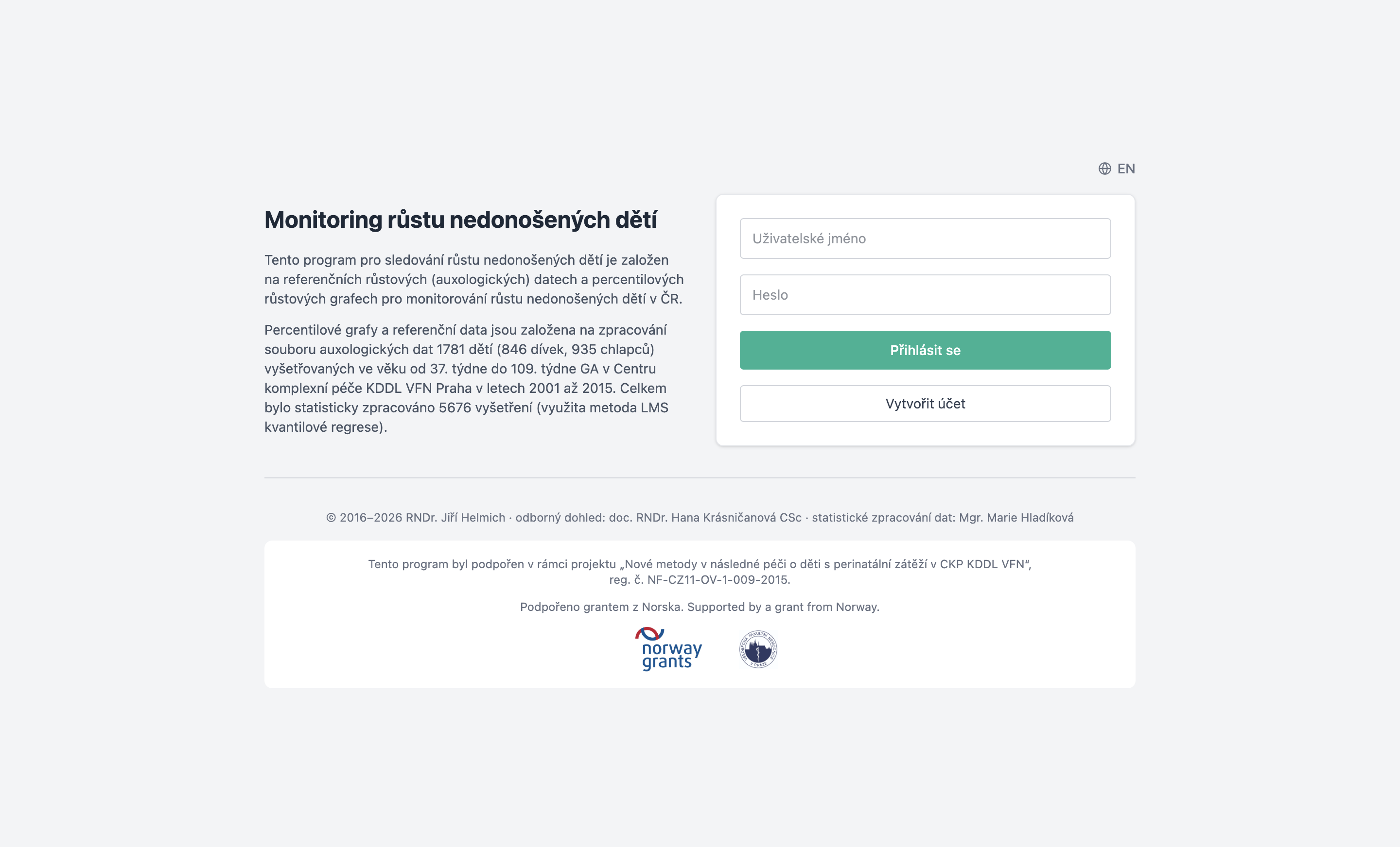 Login page in Czech