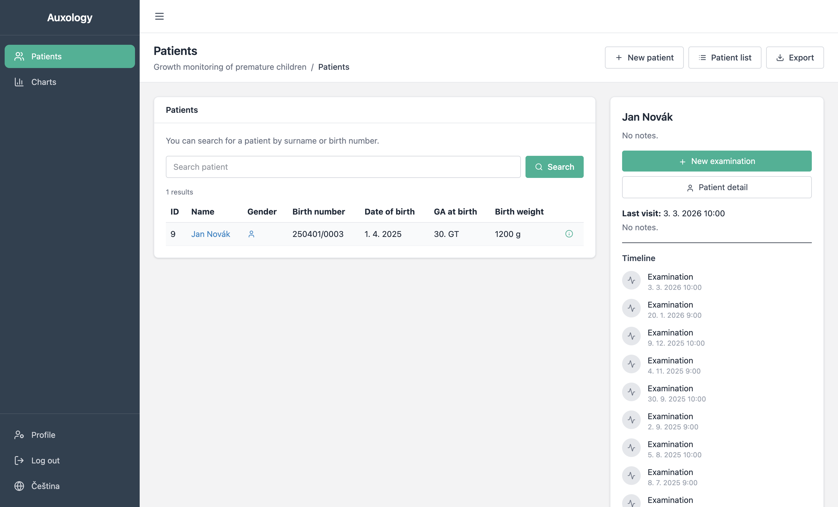 Dashboard with patient preview